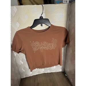 PS / LA PacSun Mushroom Floral Graphic Baby Tee Terracotta Brown Small